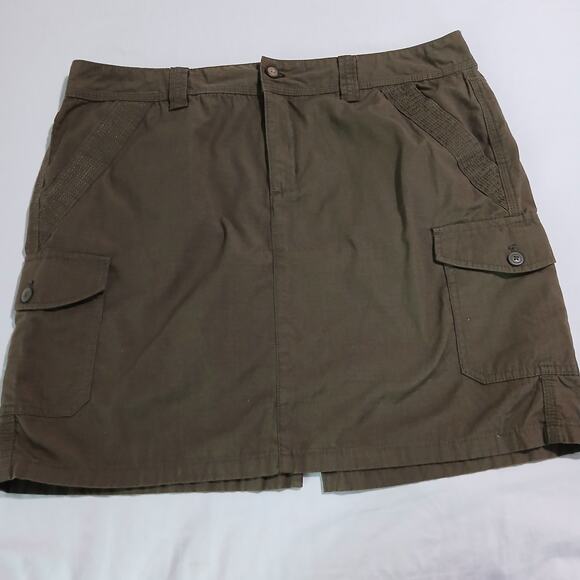 Eddie Bauer size 14 olive ripstop mini-skirt easy care front and side pockets - Picture 1 of 11